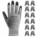 ANDANDA Gants de Travail Enduit de Nitrile, 6 Paires, Provide Revêtement Antidérapant, Excellente Adhérence, Gants Protections, Ideal pour l'Entreposage, la Logistique, l'Assemblage, M