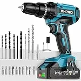 MHPRO Perceuse Visseuse Sans Fil 21V, Visseuse Devisseuse avec Batteries 2.0Ah, 42N.m Percussion, 25+3 Réglages de Couple, 24 Accessoires, 2 Vitesses, LED, pour Projet de Bricolage