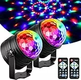 Boule Disco 2 Pack,YAZEKY, Lampe de Scène Projecteur,lumineuse, 360° Rotative,7 RGB avec Télécommande,Jeux de Lumiere pour Soiree,KTV,DJ,Fête,Noël, Bar