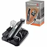 Remington Tondeuse Barbe [Multifonction 10 accessoires] GroomKit (Polyvalent: Poils du visage, 4 têtes interchangeables, Lames Titanium lavables, Sans fil, Socle de rangement) Tondeuse PG6130