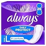 Always Dailies Protect Protège-Slips Long 26 Unités, 0% de parfum, Confortable Avec Cœur Absorbant