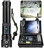 ZEUSFIRE Lampe Torche LED Ultra Puissante, 500000 Lumens Lampe Torche LED Rechargeable, 7 Modes Super Lumineuse, Longue Durée, IPX7 Étanche Idéal Pour Camping, Randonnée Et Urgences