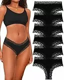 BeReady Culotte Femme Coton Slip Bresilien Côtelé en Dentelle Doux sous Vêtements Féminins Sexy Chic Lot de 6
