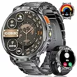 Montre Connectée Homme avec 1,85'' HD Grand Écran/LED Lampe/730mAh Batterie,Smartwatch Homme avec 120+ Modes Sportifs,24/7 Moniteur de Fréquence Cardiaque et Sommeil,IP68 Étanche pour Android iOS