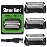 3 pièces tête de rasoir compatible avec Braun Série 3, 32B, pour S3 3040S, 3000S, 310S, 300S et plus, grille de rasoir pour Braun Série 3, accessoires de qualité pour un rasage parfait