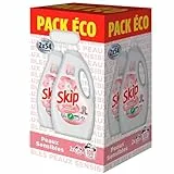 Skip - Lessive Liquide Peaux Sensibles - Contre les taches tenaces - Parfum léger et agréable - Testée dermatologiquement - 2x54 Lavages