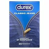 Durex Classic Jeans - 20 Préservatifs Homme Extra Lubrifiés - Confort et Confiance
