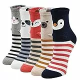 PUTUO Chaussettes Fantaisie Animaux Femme: Chaussettes Mignonnes en Coton Socquettes Doux pour Femme 37-43