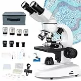 MAXLAPTER Microscope Binoculaire 40X-1000X pour Adultes Enfants, Microscope Composé Professionnel avec Platine Mécanique, Jeu de Lames, Mallette de Transport, pour Les étudiants Lab L'école L'maison