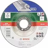 Bosch Accessories BOSCH 2609256333-5 discos cortar metal 125 x 2,5 mm, Acodado, Multicolore, 125 mm