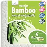 Babysom - Matelas Bébé Bamboo - 60x120 cm | Viscose au toucher Ultra Doux | Aéré et Absorbant | Sans Traitement Chimique | Épaisseur 14 cm | Déhoussable | Oeko-Tex® | Fabrication française
