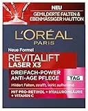 L'Oréal Paris Soin du visage de jour, raffermissant et revitalift Laser X3, avec acide hyaluronique, vitamine C et pro-rétinol, Revitalift Laser X3, 50 ml