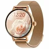 Montre Connectée Femme pour Samsung,iPhone,Android,1.27' Montre Connectée Femme Appel Bluetooth,Voix de l'IA,Smartwatch Moniteur de Fréquence Cardiaque,Sommeil,SpO2,Étanche IP68,110+ Sport- Rose Gold