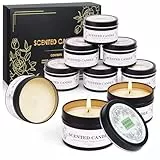 Lot de 9 bougies parfumées - Petits cadeaux de Noël pour femmes et hommes - Cire de soja - Aromathérapie - Bougies parfumées dans un verre - Cadeaux de Noël