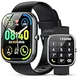 taopodo Montre intelligente pour homme et femme avec écran HD de 5 cm, répondre/passer des appels, moniteur de fréquence cardiaque, moniteur de sommeil, compteur de pas, IP68 pour Android iOS (noir)