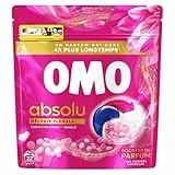 OMO - Lessive Capsules Absolu Mélodie Florale aux perles booster de parfum - Fleur d’Oranger & Vanille - Propreté Impeccable pour un Linge Eclatant - 22 Lavages