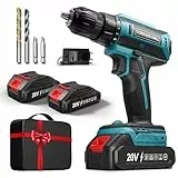 Perceuse Visseuse Sans Fil avec 2 Batteries, Perceuse Devisseuse Sans Fil 20V, Couple Max 42Nm, Visseuse Devisseuse 2 Vitesses LED, Compatible avec Batteries Makita, 25+1 Couple, 10mm Mandrin