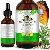 Huile de Romarin et Ricin et Batana pour Cheveux 60ml, 100% naturel 3 en 1 Huile Pousse Cheveux Bio pour Cheveux, Sourcils et Cils, D'arômesserum Cheveux Pousse, Adapté à L'aromathérapie