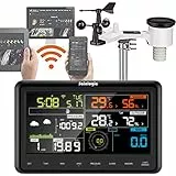 Sainlogic Station Météo Connectée, 7 en 1 Station Météo et Baromètres avec APP, 7,33' Écran LCD, Pluviomètre, Anémomètre, Intérieur Extérieur Sans Fil, Wunderground pour Jardin, Ferme et Campagne
