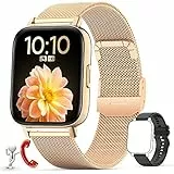 Montre Connectée Femme Homme avec Appel/Numérotation Bluetooth 5.0 Tracker d'Activité avec Podomètre Fréquence Cardiaque Bracelet Intelligent Smartwatch Sport pour Android iOS Etanche Or Rose