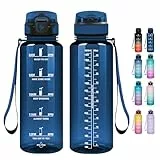 Grsta Gourde - 1500ML - Gourde Sport, sans BPA, Gourde Motivation Avec Paille, Bouteille d'eau avec Marqueur de Temps pour la randonnée, l'école, Le Bureau, en Plein air