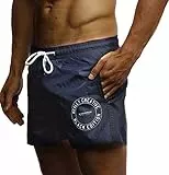 Leif Nelson LN9210 Short de bain d'été pour homme Short de bain Short de bain Short de plage Short court Pantalon de loisirs, bleu foncé, XXL