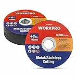 WORKPRO Disque à Tronçonner 20 Pièces, Meules à Tronçonner Ø 115 mm pour Métal, Acier Inoxydable, Accessoires pour Meuleuse d'Angle