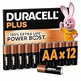 Duracell Plus Piles AA (lot de 12) - Alcalines 1,5V - Jusqu’à 100% plus longtemps - Idéales pour les appareils du quotidien - Emballage 0% plastique - Conservation 10 ans - MN1500