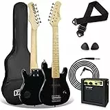 3rd Avenue Pack Guitare Électrique enfant Taille Junior 1/4 pour Débutants, Ampli Portable 5 W, Jack, Housse, Médiators et Sangle – Noir