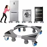 NIUXX Base de Réfrigérateur Machine à Laver Réglable 41.5cm-65cm Socle Linge Base de Sèche-linge avec 4 Roues et 8 Pieds, Réduction du Bruit Antichoc Effet Sèche-Linge