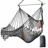 Chihee Sièges Suspendus Chaise Hamac Chaise Suspendue Très Grand Chaise en Coton tissé Doux,Barre d'écartement en métal Solide et Pliable Chaise balançoire en Dentelle à siège Large et Extensible