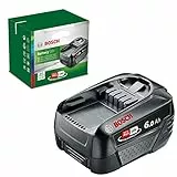 Bosch Home and Garden Batterie PBA 18V 6.0Ah W-C (Gamme 18 V, 6,0 Ah, dans Boîte en Carton) 1600A00DD7 Noir
