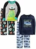 Simple Joys by Carter's Ensemble de pyjama 4 pièces pour garçons et tout-petits (haut en coton et bas en polaire), Voitures/Espace, 6