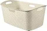 CURVER Panier à Linge My Style 47L - Bac à Linge propre et sale - Poignées Ergonomiques - Corbeille pour Salle de Bain ou Buanderie - 70% recyclé - 60 x 39 x 27,8 cm - Ivoire