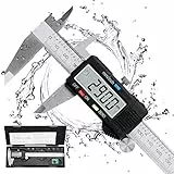 Pied a Coulisse, Qfun Pied à Coulisse Digital 150mm Acier Inoxydable Grand Écran LCD Précision Réglable 0.01mm, mm/inch conversion, Résiste aux Eclaboussures, Mesure de l'industrie domestique