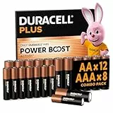 DURACELL Plus Piles AA & AAA (Pack combiné de 12xAA et 8xAAA) – Piles Alcalines 1,5 V – avec Actifs Power Boost – Emballage 0% Plastique – Conservation Garantie 10 Ans – MN150/ MN2400