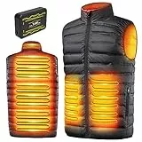 LABEWVI Gilet chauffant, veste chauffante pour homme femme, doudoune matelassée avec 25000mAh 7.4V batterie incluse, manteau Électrique