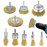Dunkwckore Lot de 9 Brosse Metallique pour Perceuse, Brosse Laiton pour Perceuse Queue de 6 mm, Brosses Meuleuse, Visseuse Perceuse à Nettoyer Bois en Métal L'Élimination Rouille/Corrosion/Peinture