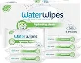 WaterWipes Hydrating Clean Baby Wipes, 360 unités (6 paquets), 99 % d'eau avec aloe vera, 3-en-1 nettoie, soigne, hydrate, non parfumées, emballage pouvant varier