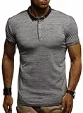 Leif Nelson LN1310 T-shirt d'été à col polo pour homme Coupe ajustée Coton basique Noir Polo à manches courtes T-shirt à manches courtes Blanc, anthracite, S