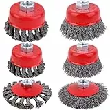 6 Pièces Brosse Metallique pour Meuleuse, Brosse Meuleuse avec Filetage M14x2, Brosse Métallique Meuleuse de 75mm 100mm de Diamètre, pour Meuleuse, Enlèvement de Peinture de Rouille, Polissage