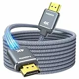 Snowkids Câble HDMI 4K 4.5m Câble HDMI par Ethernet en Nylon Tressé Supporte 3D/ Retour Audio - Cordon Hdmi pour Lecteur Blu-Ray/PS-3/ PS-4/ for Netfix/for Fire TV/Ecran - Gris