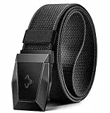 BULLIANT Ceinture Tactique, Ceinture Homme Militaire Travail Pompier Ceinturon 3,8cm,Boucle à Dégagement Rapide(Noir-115cm/34-38' taille réglable)