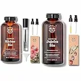Bionoble Huile de Ricin Bio 50ml - 100% Pure, Naturelle et Pressée à Froid - Cils, Sourcils, Corps, Cheveux, Barbe, Ongles & Huile de Jojoba Bio 50ml - 100% Pure, Naturelle et Pressée à Froid