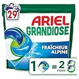 Ariel Grandiose PODS Fraîcheur Alpine, 29 Lavages, Lessive Capsules 2X Action Détachante et Anti-Odeur, Efficace Même à Froid, Pour Lessives Mixtes et Taches Tenaces, Fabriquée en France