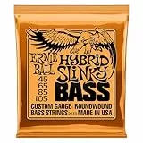 Ernie Ball Hybrid Slinky Cordes filées en nickel pour basse électrique, calibre 45-105