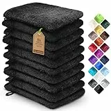 NatureMark 10x Gants de Toilette en Frotte 100% Coton – Doux et Résistants, Idéal pour Le Soin Quotidien et Les Invités – Noir, 15x21 cm