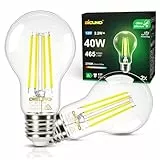 DiCUNO Ampoule LED Ultra Efficient E27, Classe énergétique A, Blanc chaud 2700K, 2.2W équivalent 40W, Ampoule LED filament Edison à économie d'énergie, 465lm, Verre, 2 Pièces