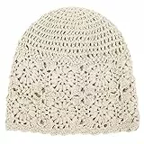 DHSBGWSX Bonnet en Coton Tricoté - Bonnet d'Été Ample et Fin - Au Crochet - Pour Femme - Convient Pour Différentes Formes de Tête et de Visage (Beige), Taille Unique