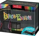Faber-Castell 116418 - Set de crayons de couleur avec rouleau de crayons, 72 crayons de couleur Black Edition, y compris les couleurs métalliques et néon